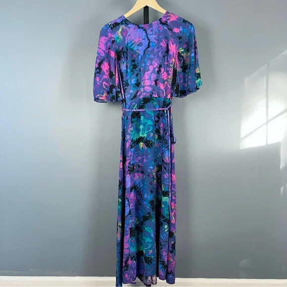 French Connection Blue Depths Gabriella Delph Midi Dress - Picture 2 of 10